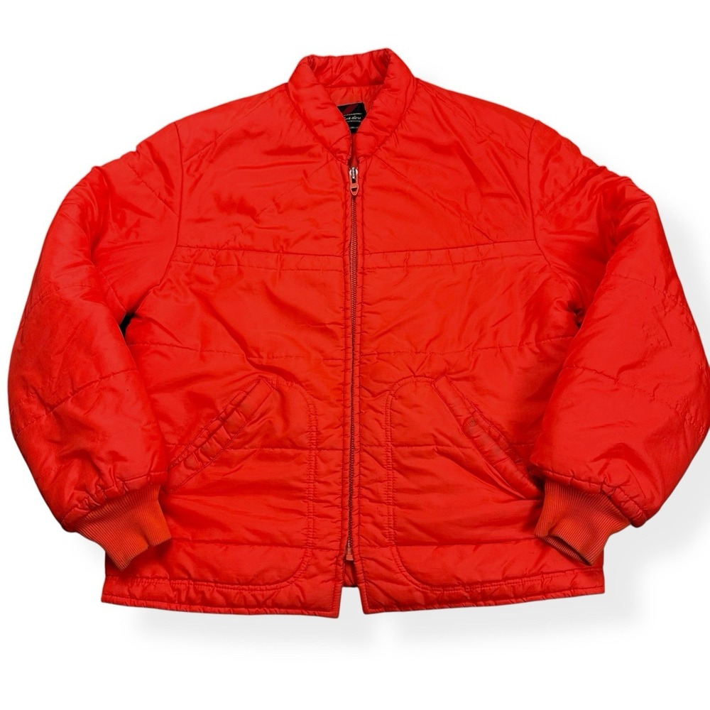 VTG Sears Outerwear Puffer Jacket‎ Orange Quilted Insulated Coat TALON Men's L